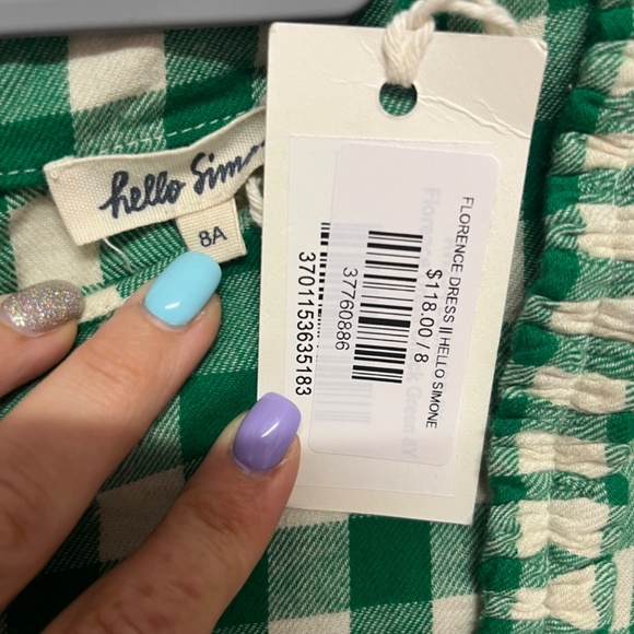 Hello Simone Kids Dress Green Checkered - Picture 5 of 6